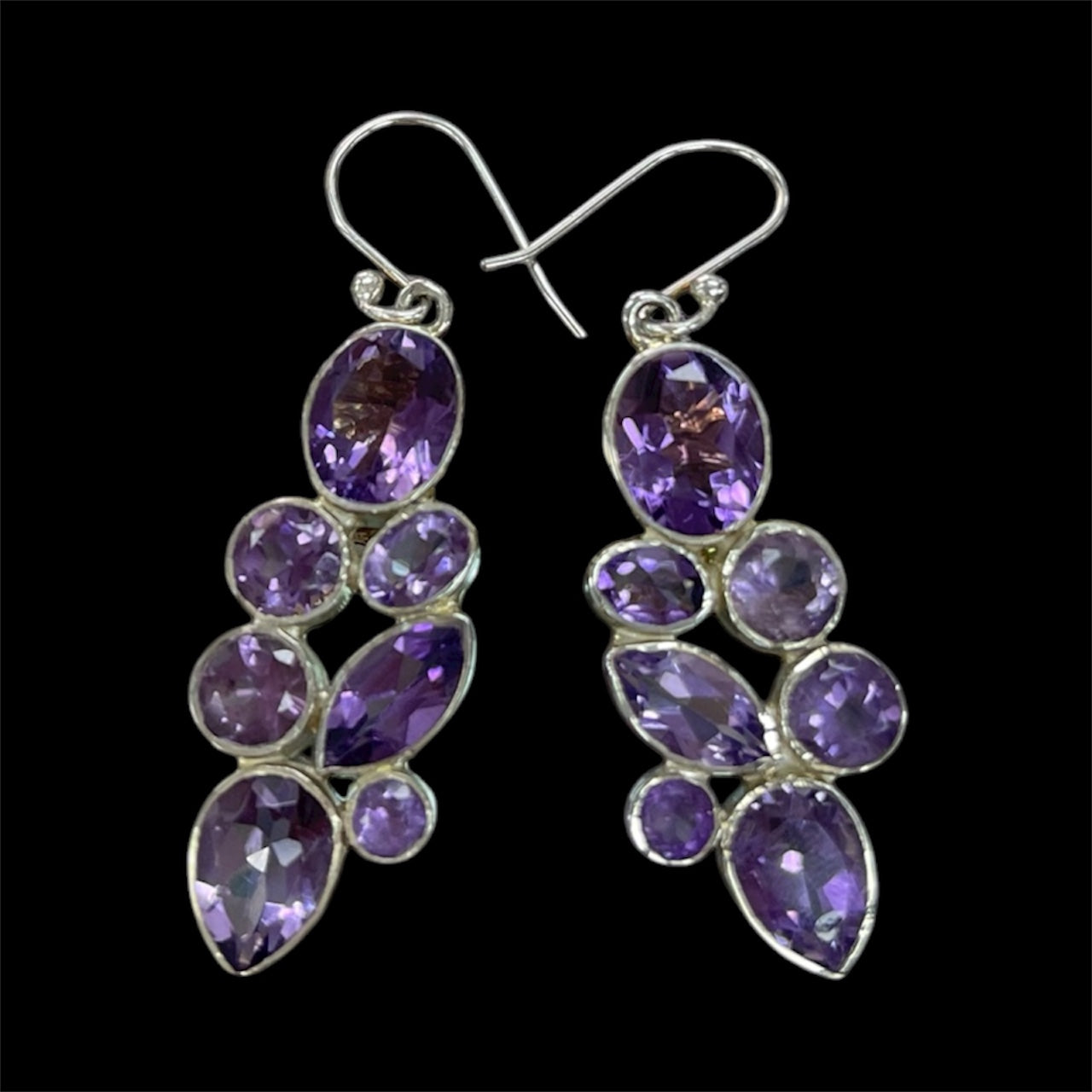 aretes largos amatistas