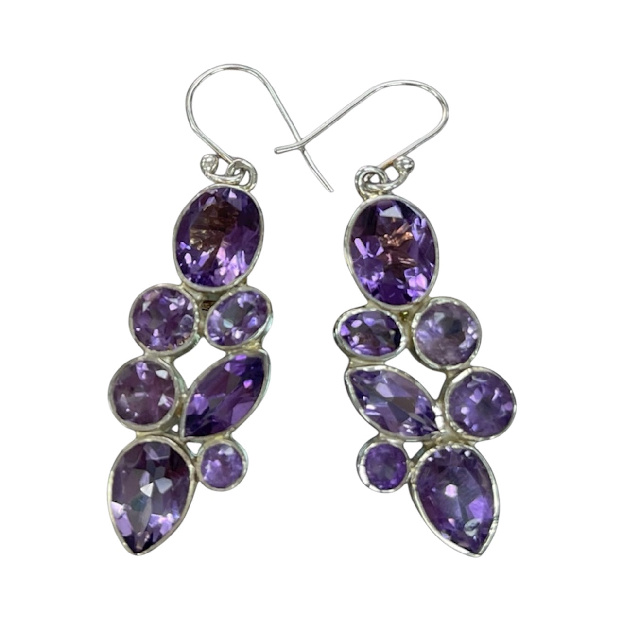 aretes largos amatistas